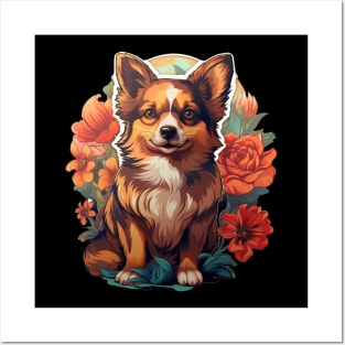 Floral Chihuahua Vintage Flower Dog Lover Posters and Art